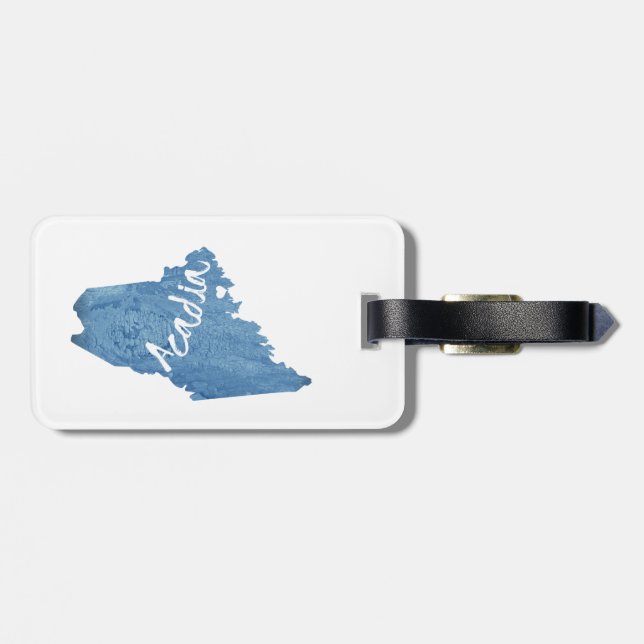 Acadia National Park Wood Grain Luggage Tag (Back Horizontal)