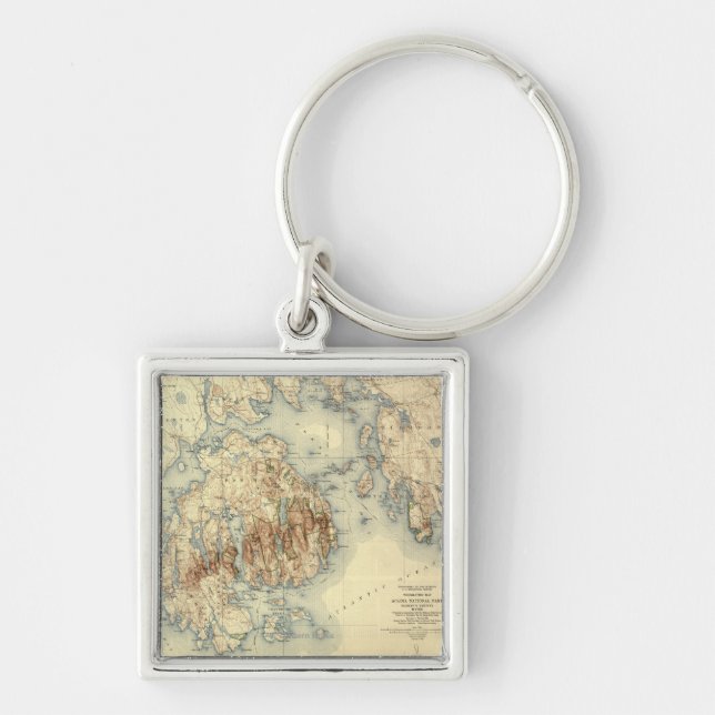 Acadia National ParkTopographic Panoramic Map Key Ring (Front)