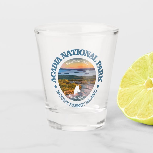 Acadia NP (Cadillac Mtn) Shot Glass (Front)
