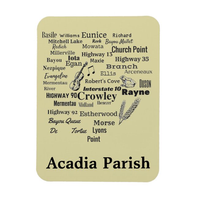 Acadia Parish Louisiana Cities & Places Magnet (Vertical)