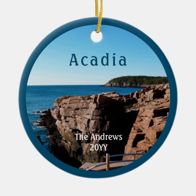 Acadia Thunder Hole National Park Maine Ceramic Ornament (Front)