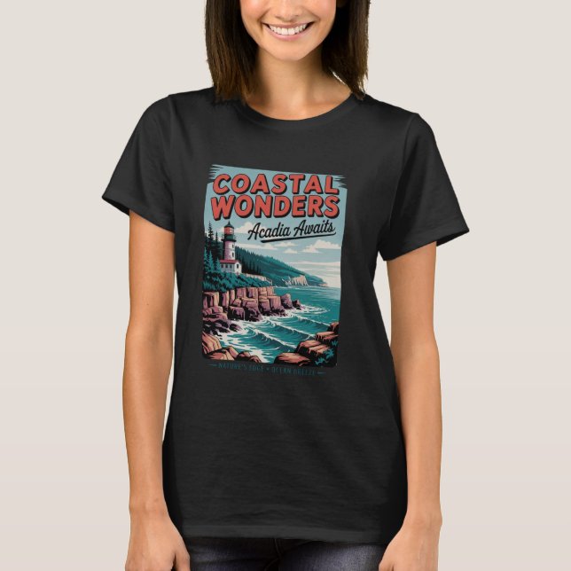 Acadia Wilderness Adventure Lighthouse Trail - Aca T-Shirt (Front)