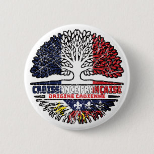 Acadian Cajun French France Tree Roots Flag 6 Cm Round Badge