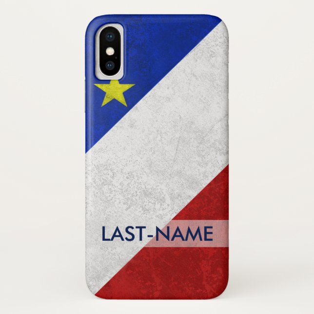 Acadian Flag Surname Distressed Grunge Personalise Case-Mate iPhone Case (Back)