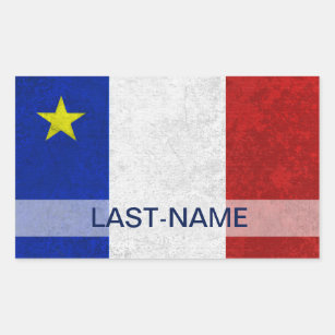 Acadian Flag Surname Distressed Grunge Personalise Rectangular Sticker