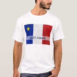 Acadian Flag Surname Distressed Grunge Personalise T-Shirt
