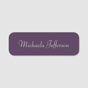 Acai Violet Dark Purple: Handwritten Calligraphy Name Tag