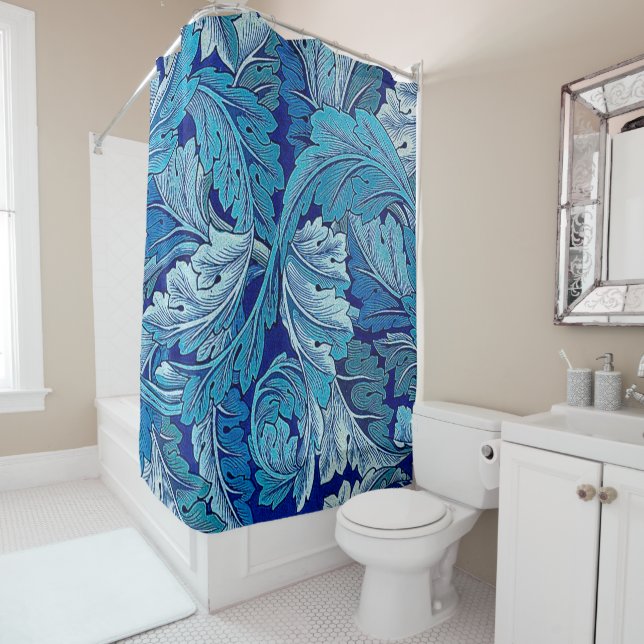 Acanthus Blue, William Morris Shower Curtain (In Situ)