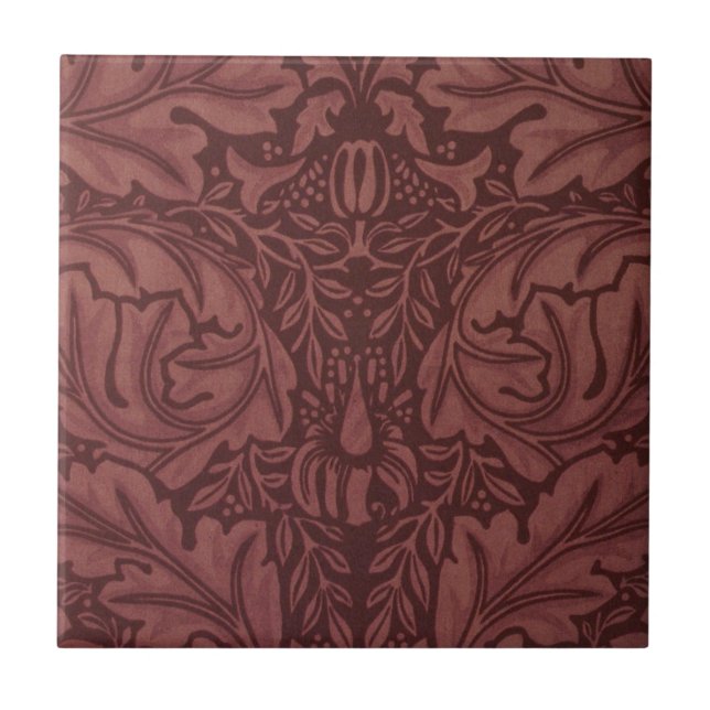 Acanthus by William Morris, Vintage Floral Textile Ceramic Tile (Front)