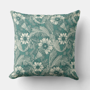 acanthus dark teal green cushion