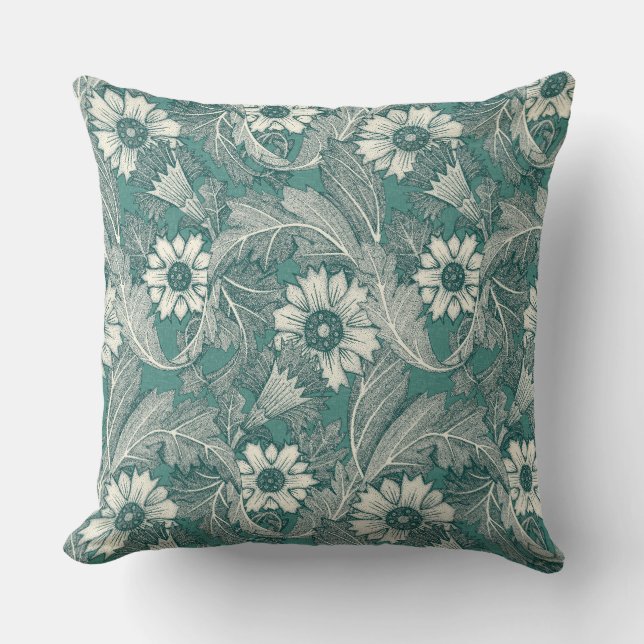 acanthus dark teal green cushion (Front)
