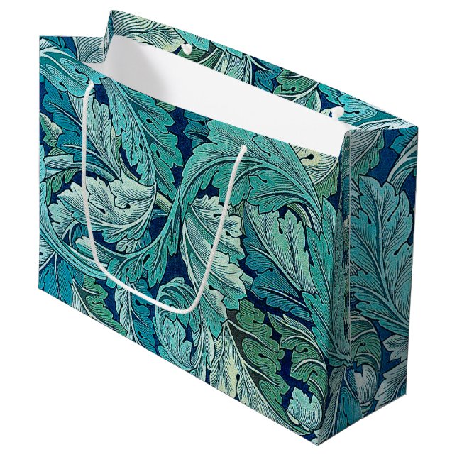 Acanthus Green, William Morris Large Gift Bag (Front Angled)