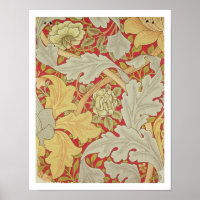 Acanthus leaves and wild rose on a crimson backgro