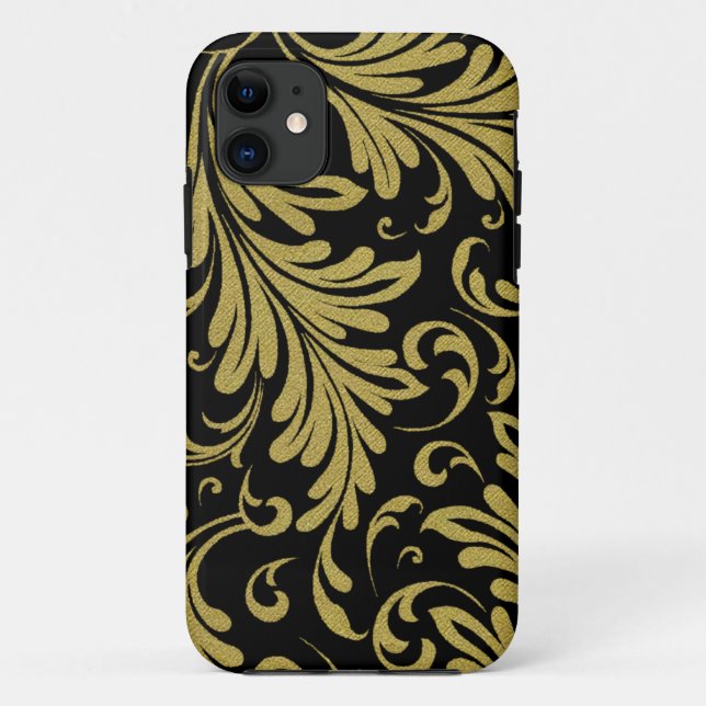 Acanthus Leaves Gold and Black Case-Mate iPhone Case (Back)