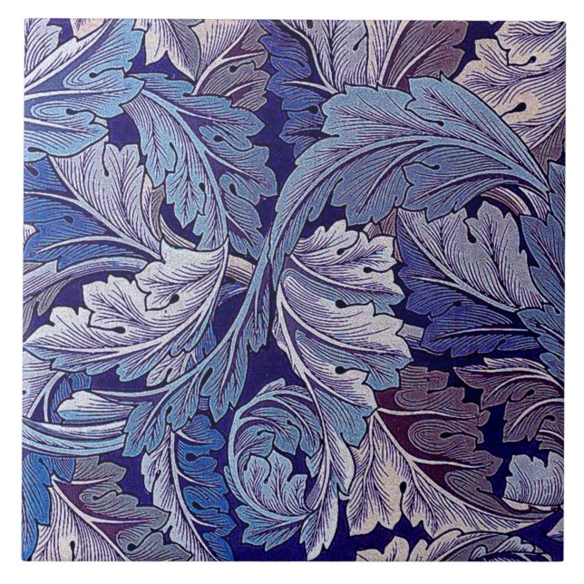 Acanthus Purple, William Morris Ceramic Tile (Front)