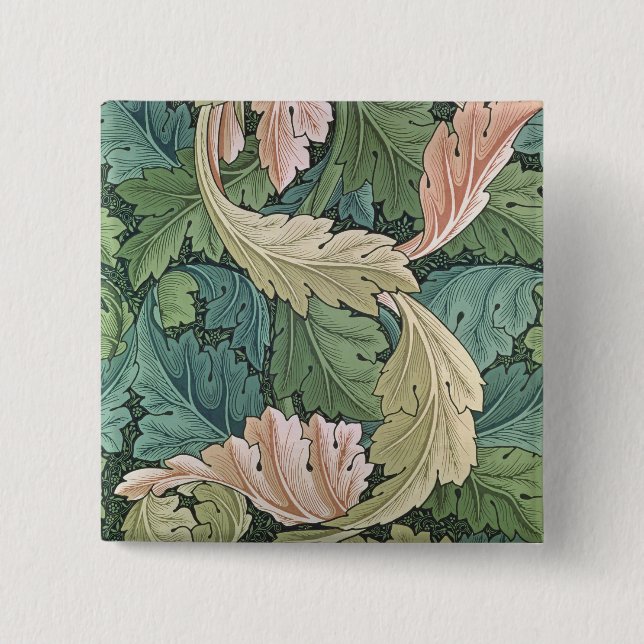 'Acanthus' wallpaper design, 1875 15 Cm Square Badge (Front)