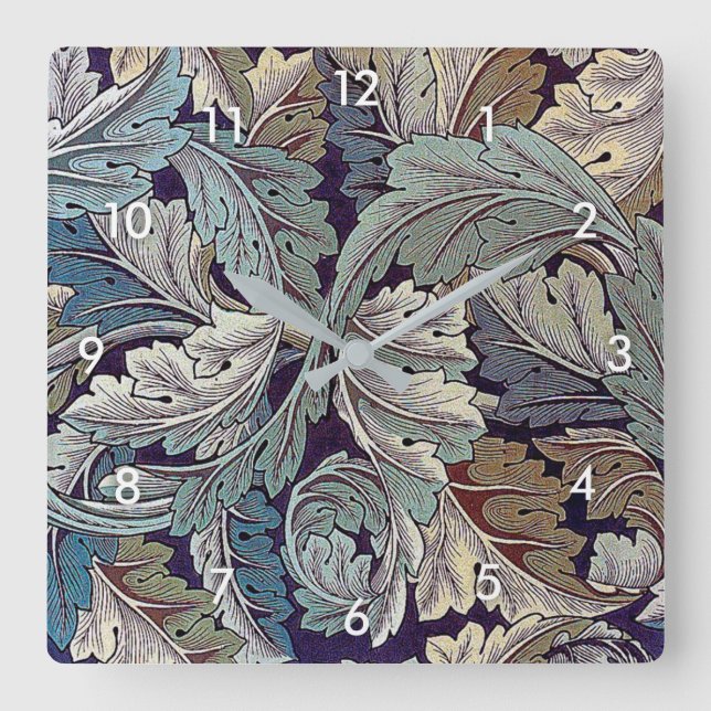 Acanthus, William Morris Square Wall Clock (Front)