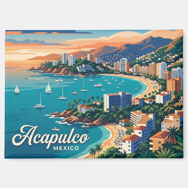 Acapulco Bay Mexico Magnet (Front)