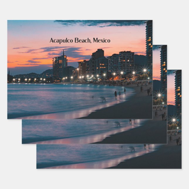 Acapulco Beach, Mexico Wrapping Paper Sheet (Set)
