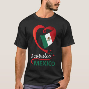 Acapulco Guerrero Mexico Heart Flag Mexicana Coraz T-Shirt