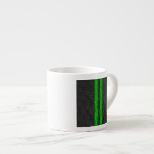 Accent Green Carbon Fibre Style Racing Stripes Espresso Cup
