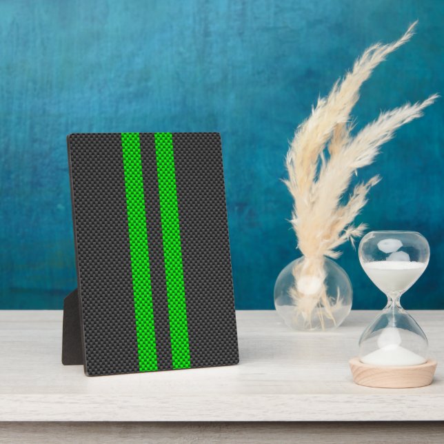 Accent Green Carbon Fibre Style Racing Stripes Plaque (Side)