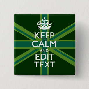 Accent Green Keep Calm And Your Text Union Jack 15 Cm Square Badge