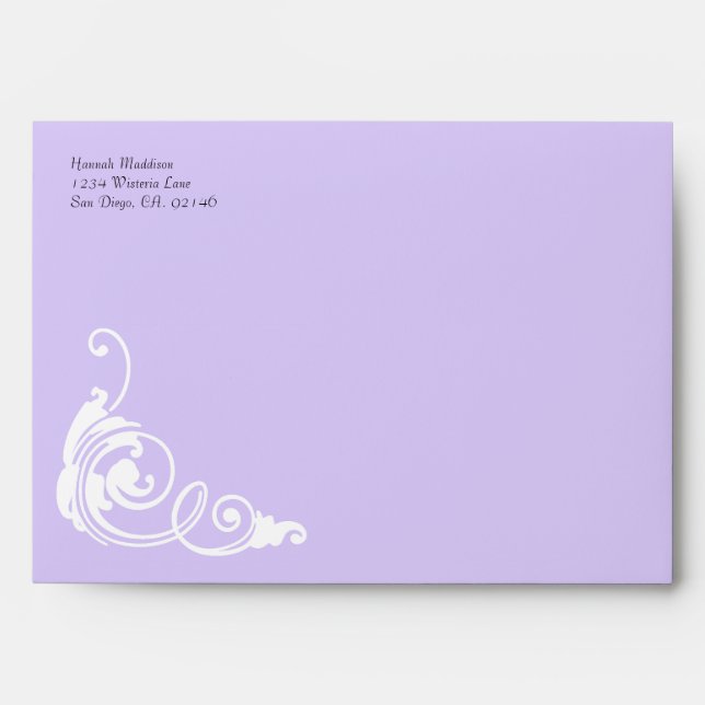 Accent Lilac Damask Print Custom A7 Envelopes (Front)
