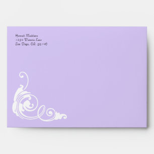 Accent Lilac Damask Print Custom A7 Envelopes