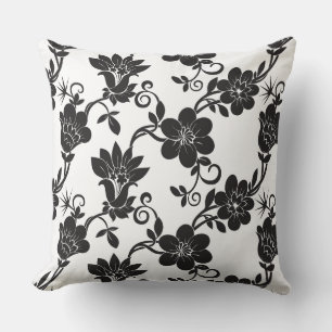 Accent Pillow-Black Flowers Throw Pillow