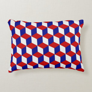 Accent Pillow - Block illusion in red, white, blue