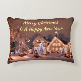 Accent Pillow Featuring An Outdoor Christmas Scene