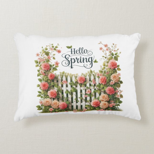 Accent Pillow-Hello Spring Floral Accent Pillow  (Front)