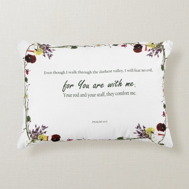 Accent Pillow Psalm of David verses 23:4 (Front)