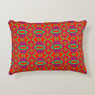 Accent Pillow, Red fabric print pattern design  Decorative Cushion
