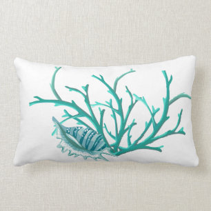 Accent Pillow-Seashell & Coral Lumbar Cushion