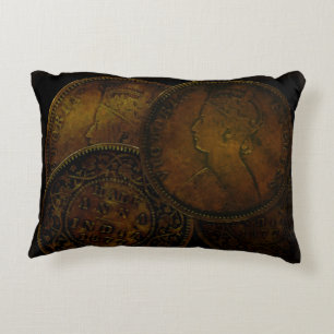 Accent Pillow with Coin Half Anna India from 1877