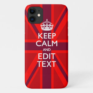 Accent Red Keep Calm Your Text on Union Jack Flag Case-Mate iPhone Case