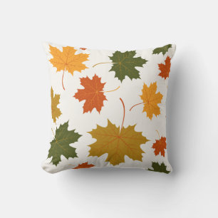 Accent Throw Pillow-Autumn Falling Leaves Cushion