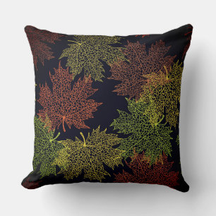 Accent Throw Pillow-Autumn Falling Leaves Cushion