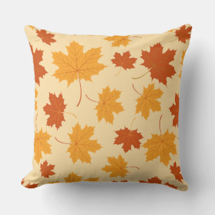 Accent Throw Pillow-Autumn Falling Leaves Cushion
