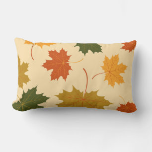 Accent Throw Pillow-Autumn Falling Leaves Lumbar Cushion