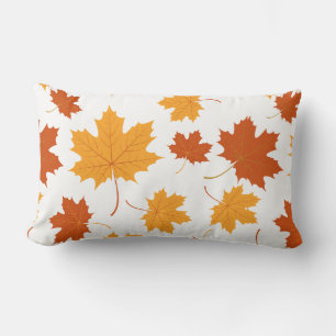 Accent Throw Pillow-Autumn Falling Leaves Lumbar Cushion
