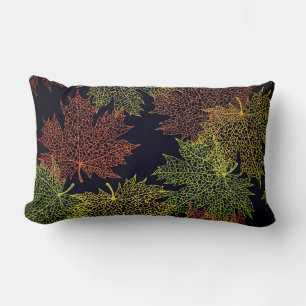 Accent Throw Pillow-Autumn Falling Leaves Lumbar Cushion