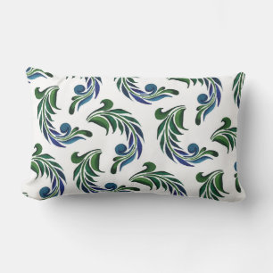 Accent Throw Pillow-Peacock Feathers Lumbar Cushion