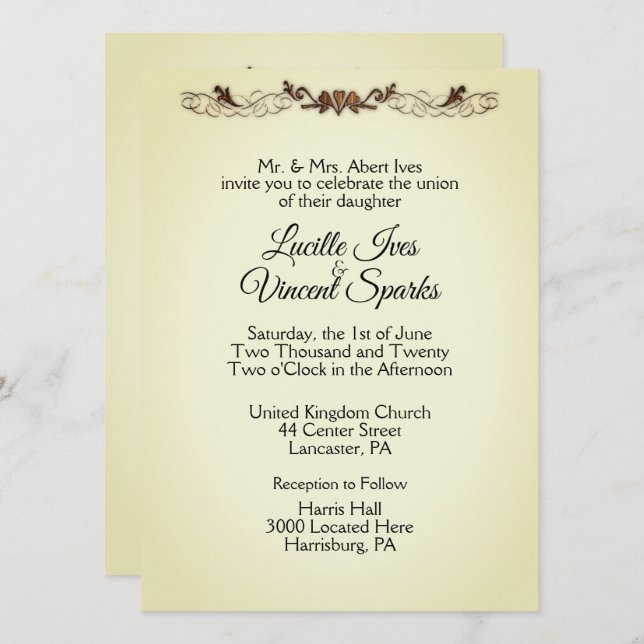 Accent Wedding Invitations 5.5" x 7.5" (Front/Back)