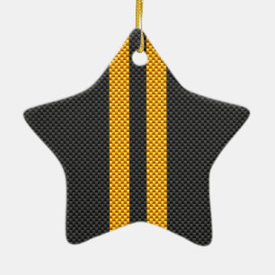 Accent Yellow Racing Stripes Carbon Fibre Style Ceramic Ornament