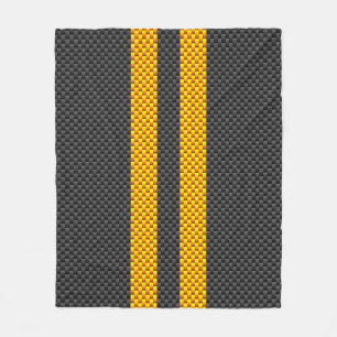 Accent Yellow Racing Stripes Carbon Fibre Style Fleece Blanket