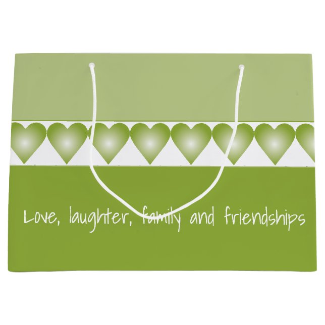 Accented With Green Heart Pattern Large Gift Bag (Front)