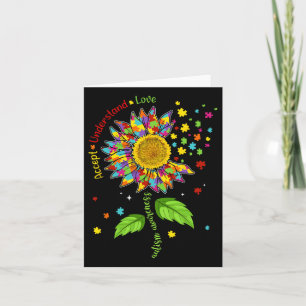 Accepnt Understand Love Autism Awareness Sunflower Card